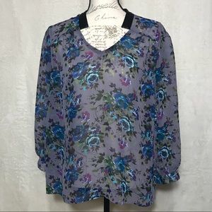 Pout Sheer Purple Floral Blouse